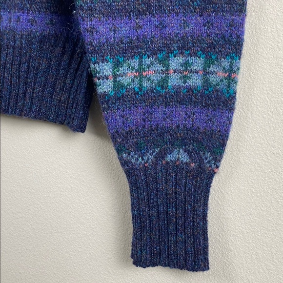 Nordstrom Vintage Scottish Shetland Wool Fair Isle Knit LS Crewneck Sweater - Picture 11 of 14